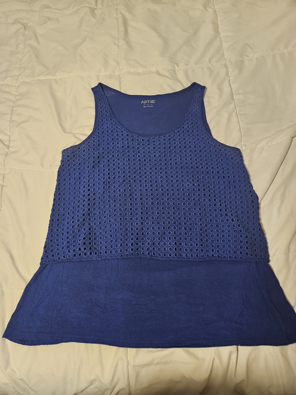 Apt. 9 Blue Sleeveless Eyelet Layered Tank Top